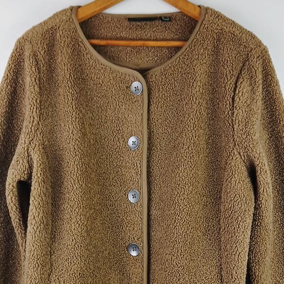 Susan Graver Weekend SZ M Knit Boucle Collarless Jacket In Mocha Haze So Soft - Picture 3 of 6